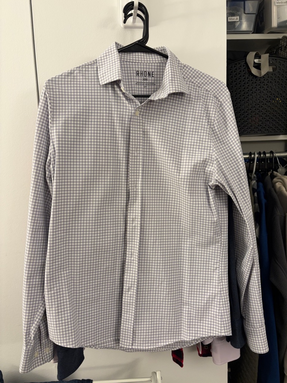 Rhone Men's Small Check State of Mind Dress Shirt - Slim Fit - Small
